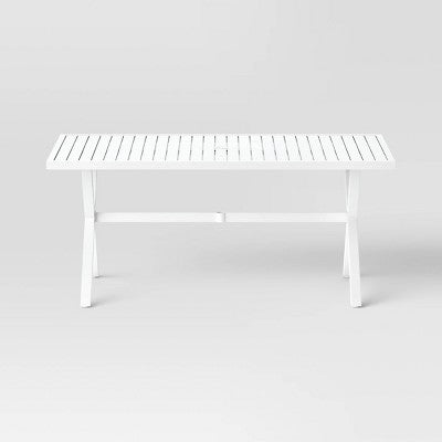  Seabury Steel 6 Person Rectangle Patio Dining Table, Outdoor Furniture - White - Threshold™