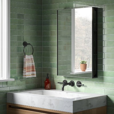  20"x30" Storage Wall Mirror Black - Threshold™