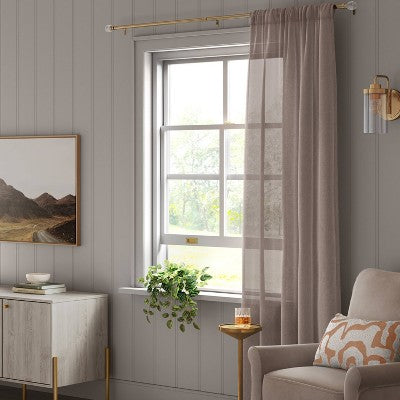  Light Filtering Textural Sheer Curtain Panel Brown - Threshold™