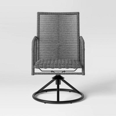  2pc Granby Padded Wicker Outdoor Patio Dining Chairs Swivel Chairs Gray - Threshold™
