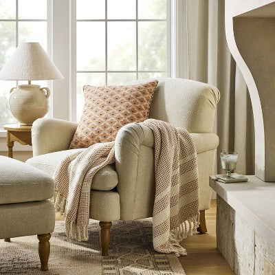  Square Geo Pattern With Striped Piping Peach - Threshold™ Design With Studio McGee