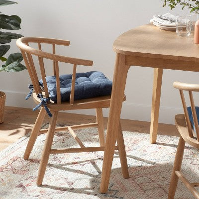  Denim Solid Chair Pad Seat Cushion Blue - Threshold™: Indoor Kitchen Chair Cushions, Cotton & Polyester, 15"x15"