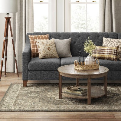  Medallion Jewel Boarder Persian Rug Cream/Gray - Threshold