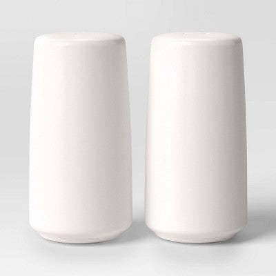  2pc Stoneware Salt And Pepper Shaker White - Threshold™: Hand Wash, 3.5" Height, 1.75" Width, Tableware Set