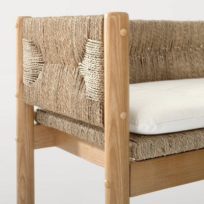  Elden Wood Bench With Woven Back And Loose Cushion Seat - Threshold™ Designed With Studio McGee