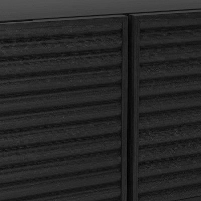  Fluted TV Stand For TVs Up To 55" Black - Threshold™: Entertainment Center With Adjustable Shelves