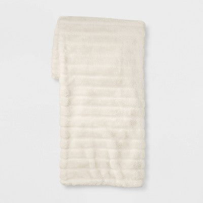  Textured Faux Fur Reversible Throw Blanket - Threshold™