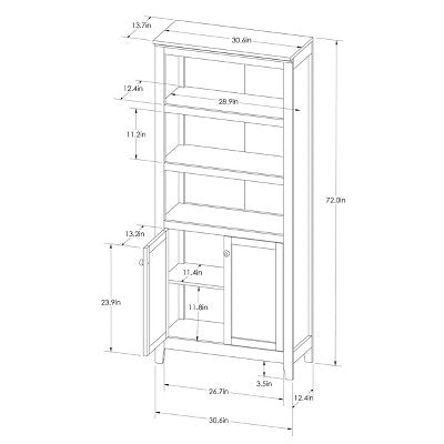  72" Carson 5 Shelf Bookcase With Doors - Threshold