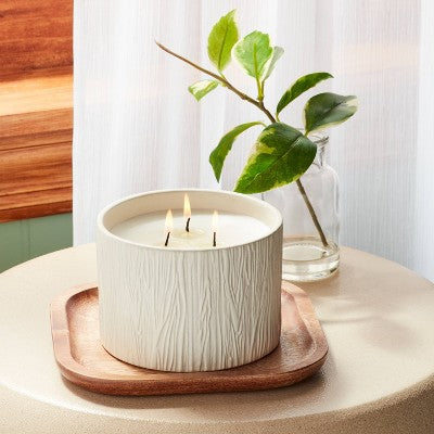  Textured Straight Side Ceramic Vanilla Pumpkin Candle White - Threshold™