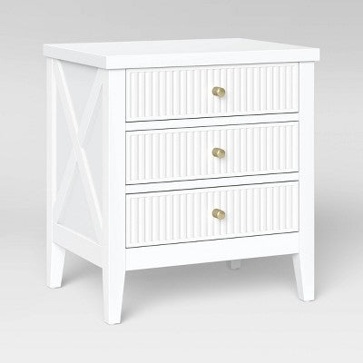  Wrentham Beadboard Farmhouse 3 Drawer Nightstand White - Threshold™