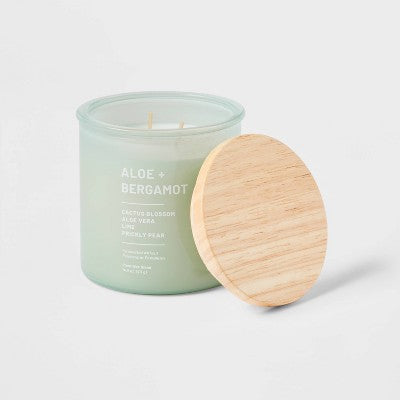  Glass Jar Aloe And Bergamot Candle Green - Threshold™