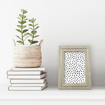  4" X 6" Herringbone Tabletop Frame Gold/White - Threshold™: Modern Style, Easel Back, Glass