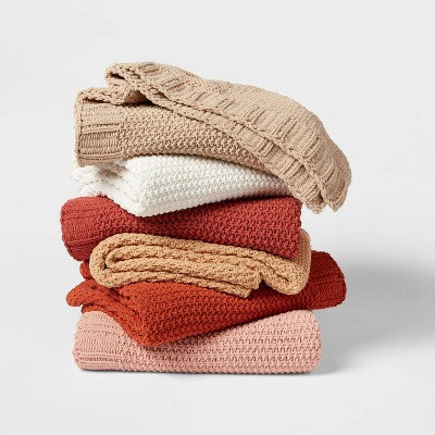  Solid Chenille Knit Throw Blanket - Threshold™