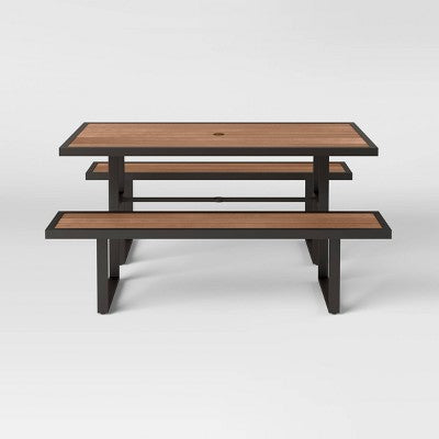  Bryant Faux Wood Rectangle Patio Picnic Table - Gray/Natural Wood - Threshold™