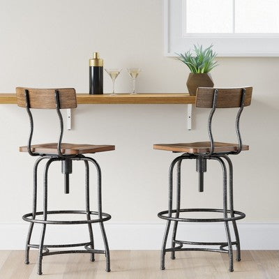  Woodsboro Adjustable Barstool Brown - Threshold™