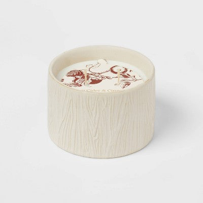  Textured Straight Side Ceramic Warm Cider & Cinnamon Candle White - Threshold™