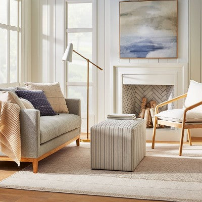  7'x10' Marina Striped Wool/Cotton Area Rug Cream - Threshold™ Designed With Studio McGee