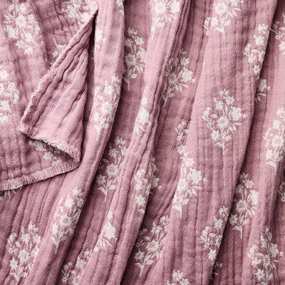 Floral Block Print Jacquard Throw Purple/Cream - Threshold™ Designed With Studio McGee