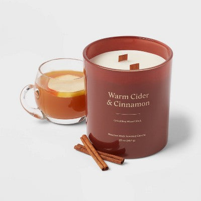  20oz Glass Woodwick Warm Cider & Cinnamon Candle - Threshold™