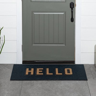  1'7.5"x3'11" 'Hello' Doormat Black/Tan - Threshold™