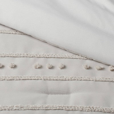  4pc Clipped Stripe Poms Comforter Bedding Set - Threshold™