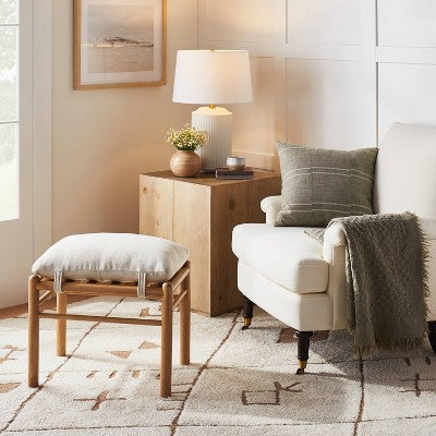  24"x16" Ceramic Assembled Table Lamp White - Threshold™ Designed With Studio McGee: Ribbed Design, Dimmable, UL Listed