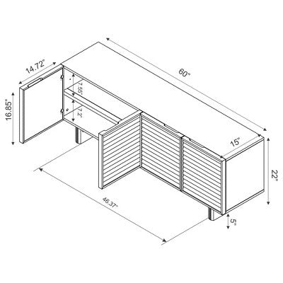  Fluted TV Stand For TVs Up To 55" Black - Threshold™: Entertainment Center With Adjustable Shelves