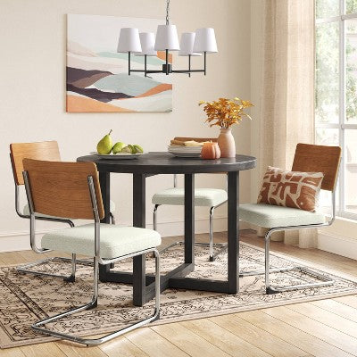  2pk Cecilton Chrome Cantilever Dining Chairs Cream Boucle - Threshold™