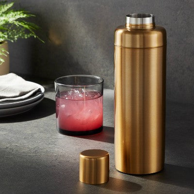  Metal Cocktail Shaker Gold - Threshold™: Stainless Steel, 25oz Capacity, Lacquered Finish, Barware Accessory