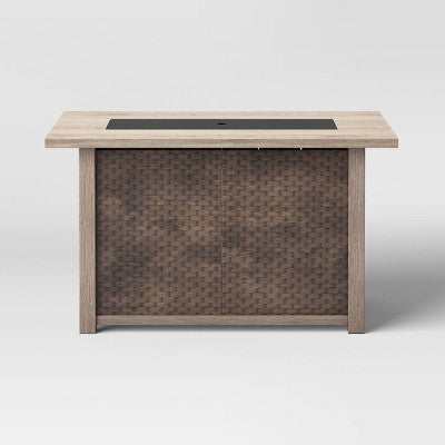  Stamped Steel Wicker Propane Fire Pit Brown - Threshold™