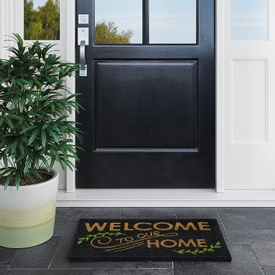  1'6"x2'6"/18"x30" Welcome To Our Home Doormat Black - Threshold™