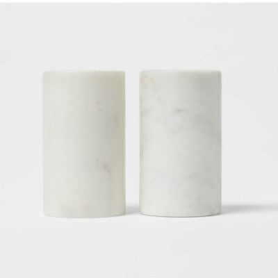  2pc Marble Salt And Pepper Shaker Set - Threshold™: Off-White, Spot Clean, Tableware, 2 Pieces