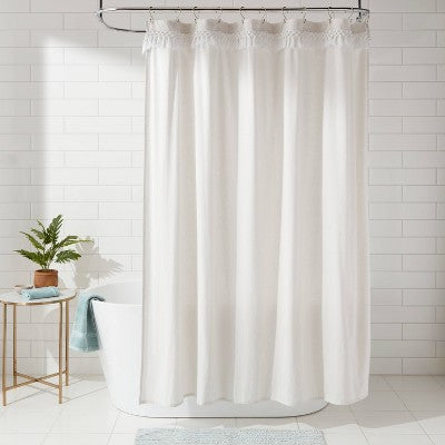  Crochet Trim Shower Curtain Cream - Threshold™