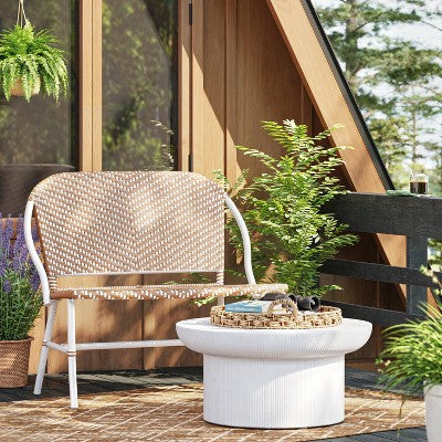 Suffield Wicker Patio Bench With Back - Threshold™