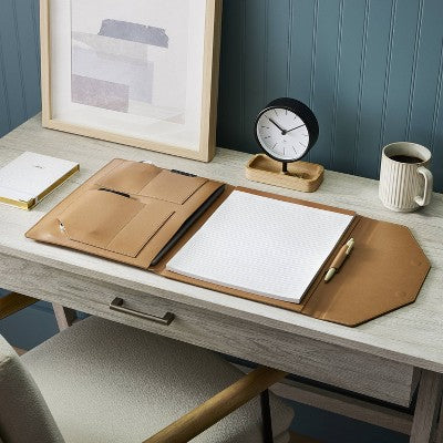  Padfolio With Pockets And 80 Page 0.3" Rule Notepad Brown - Threshold™: Recycled Polyester, Lined Journal, Soft Cover
