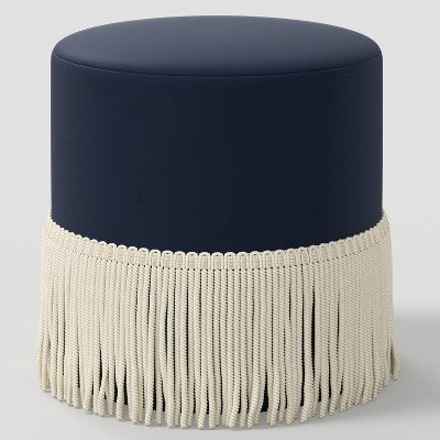  Fringe Drum Ottoman In Velvet - Threshold™