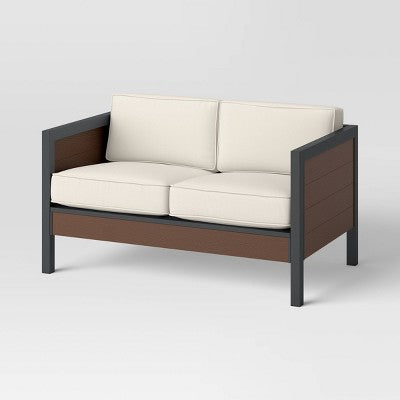  Bryant 2pc Faux Wood Patio Loveseat & Coffee Table - Gray/Natural - Threshold™