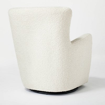  Kessler Swivel Accent Chair Cream Faux Shearling - Threshold™ Designed With Studio McGee: Luxury Glam Furniture, No Assembly Required