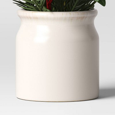  Artificial Plant Small Mixed Greenery And Poinsettia Arrangement - Threshold™