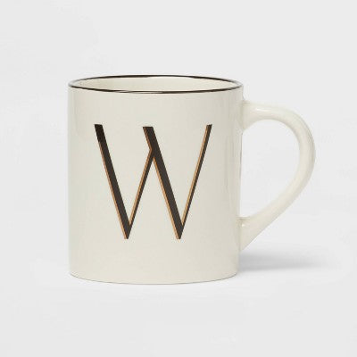  16oz Stoneware Monogram Mug Ivory - Threshold™