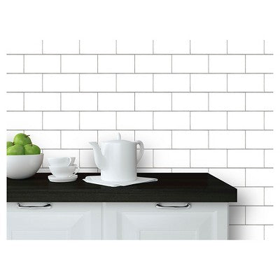  Subway Tile Peel & Stick Wallpaper White - Threshold™: Vinyl, Self-Adhesive, Stain-Resistant, Washable, 27.5 Sq Ft Coverage