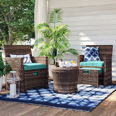  Halsted 5pc Wicker Small Space Patio Furniture Set - Threshold