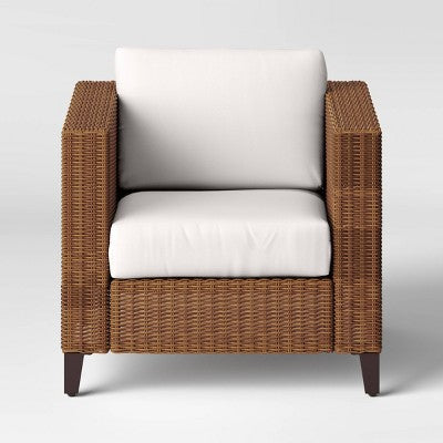  Brookfield Steel Wicker Club Chair With Cushions - Light Brown - Threshold™