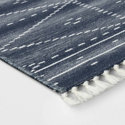  2'4"x3'9" Woven Tapestry Rug With Fringe Indigo - Threshold™