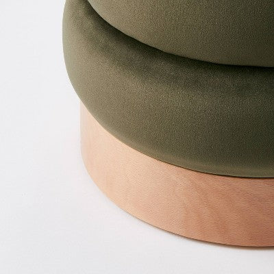 Clarkdale Channel Tufted Ottoman With Wood Base - Threshold™ Designed With Studio McGee