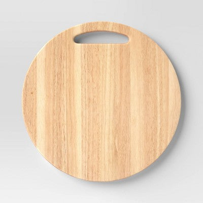  15.98"x15.98" Rubberwood Round Serving Platter Brown - Threshold™: Meat & Cheese Platter, Hand Wash, 1 Piece