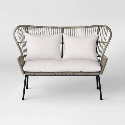  Steel And Wicker Latigo Rust Resistant Outdoor Patio Loveseat Arm Chair Gray - Threshold™
