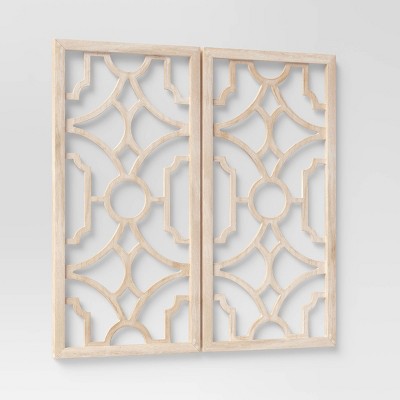  Set Of 2 Wood Lattice Wall Hanging Brown - Threshold™