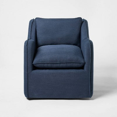  Slipcover Style Upholstered Swivel Accent Chair Blue - Threshold™ Designed With Studio McGee