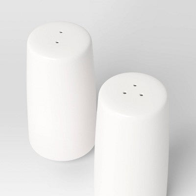  2pc Stoneware Salt And Pepper Shaker White - Threshold™: Hand Wash, 3.5" Height, 1.75" Width, Tableware Set